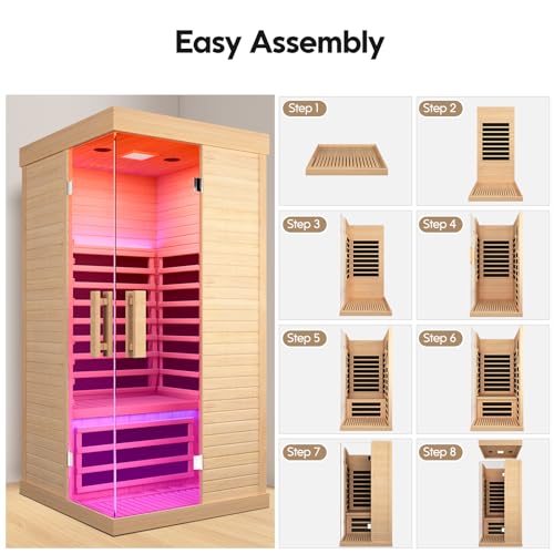 Image of Sauna Room Indoor Far Infrared Saunas Home Canadian Hemlock 1450W Low-EMF