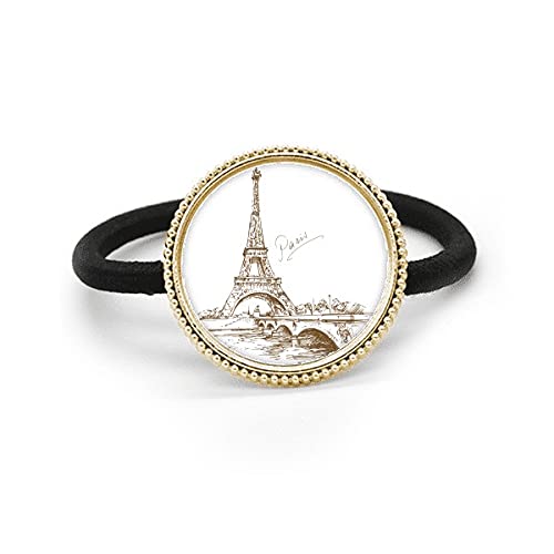 Pince à cheveux Eiffel métal argenté Paris élastique caoutchouc