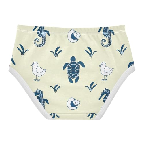 Nautical Seahorses Turtles Yellow Toddler Underwear Floral 2t Cotton Girl Panties Cute Stylish Briefs Underpants2