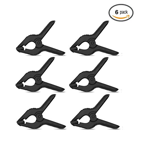 Femonden 6-Pack Set Black Muslin Background Spring Clamps 4.5 Inch for Photo Studio Backdrops