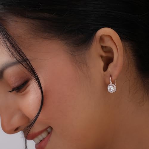 Image of TRUESILVER ACPL 925 Sterling Silver Cubic Zirconia Earrings for Women & Girls | BIS Hallmarked Drop Dangle Leverback Style | Elegant Jewelry Gift for Women