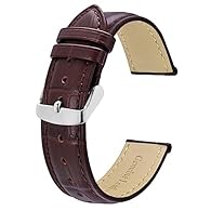 Band Material: High-quality calfskin with alligator grain embossing, lining with soft genuine leather, breathable and comfortable to wear, solid stainless steel buckle Band Design: Adopting a padded style, this strap tapers in thickness from 5mm to 3...