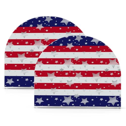 Usa Flag 4th July American Red White Blue Star Stripes 6 Napkin Holder for Tables Paper Cocktail Napkin Holders for Kitchen Dinning,Acrylic Dinner Napkin Dispenser for Restaurant Home Decor Bar Access