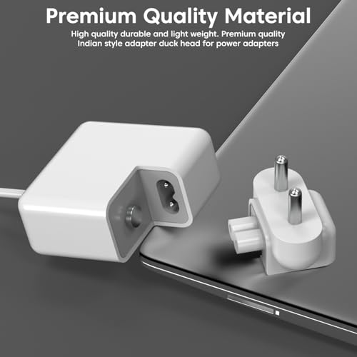 Image of Sounce Indian Style Duck Head Plug Adapter for Apple Power Adapters Compatible with MacBook Pro Air PowerBook iBook iPhone iPad iPod Supports 45W 60W 65W 85W Indian 2 Pin Socket Fit Secure Use (White)