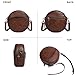 COOLCY Real Leather Crossbody Bags for Women fashion Circle Cross Body Designer Round Purses (Coffee)