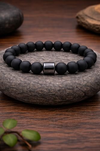Image of Aura Balance 8mm Natural Stone Bracelet with Hematite Center