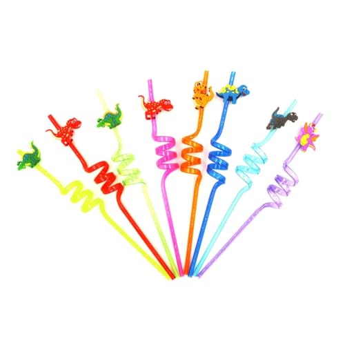Didiseaon 8pcs Pitillos Desechables de Dinosaurio Coloridos miniatura 1