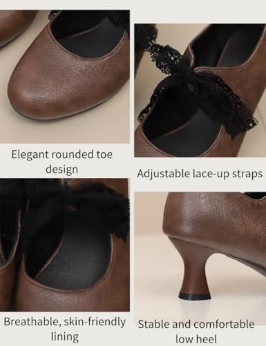 Cute Mary Jane Pumps Kitten Heel Bow Lace Slip On Comfy Plus Size Vintage Round Toe for Women Office Work Wedding Party3