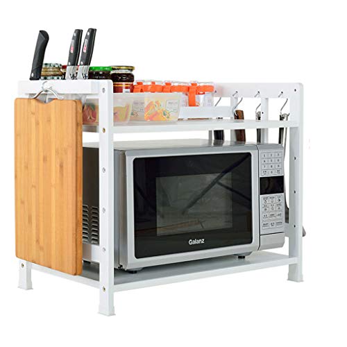 Kitchen rack Home Storage Shelf 2-layer Multi-function Countertop Kitchen Shelves Microwave Oven Holder White 503850cm color  White