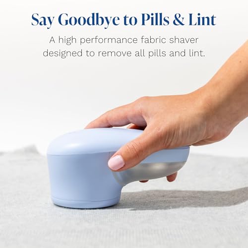 Nori Trim Fabric Shaver - Lint Remover for Clothes & Furniture Couch Pilling - Sweater Pill Remover - Clothes Shaver with 6 Precision Blades - Wireless and Rechargeable - Blue - Image 4