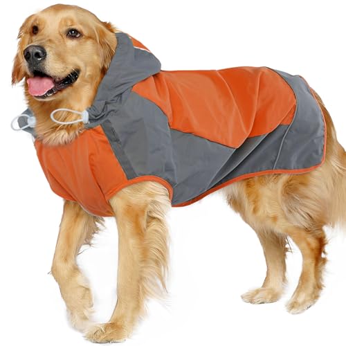 IECOii Dog Raincoat, Waterproof & Windproof Dog Rain Jacket with Reflective Strips for Rainy Walks,Pet Rain Poncho with Hood,Quick Dry,Easy to Wear,3X
