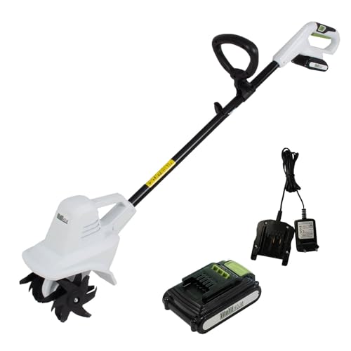 TRUTZHOLM Akku Bodenhacke 20V/2.0Ah mit Akku und Ladegerät 19 cm Arbeitsbreite 24 Klingen 15,5 cm Arbeitstiefe Motorhacke Bodenfräse Gartenfräse...