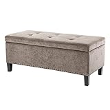 Madison Park Shandra II Storage Ottoman - Solid Wood, Polyester Fabric Toy Chest Modern Style Lift-Top Accent Bench for Bedroom Furniture, Medium, Taupe