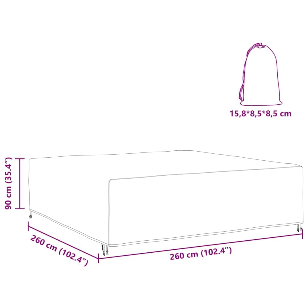 vidaXL Housse pour Meubles Uni Noir 260 x 260 x 90 cm 420D, Housse de Jardin et terrasse, Moderne, imperméable, Protection Robuste des Meubles en extérieur