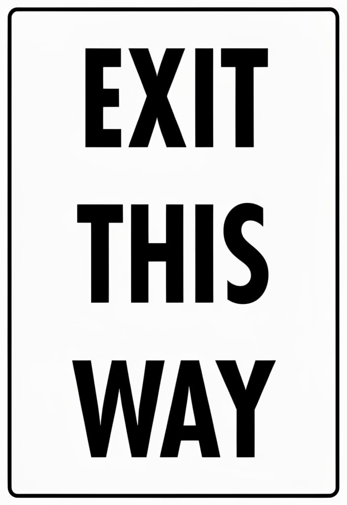 peiyeety Exit This Way Tin Sign 12x8 Inch, Black and White Metal Wall Decor, Funny Directional Quote Sign for Home Office Bar Bathroom Hallway Entryway Gift