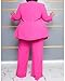 IyMoo Plus Size Pant Suits for Women Long Sleeve 2 Piece Blazers Outfits Fashion Autumn Pure Sets Rose Red 1X