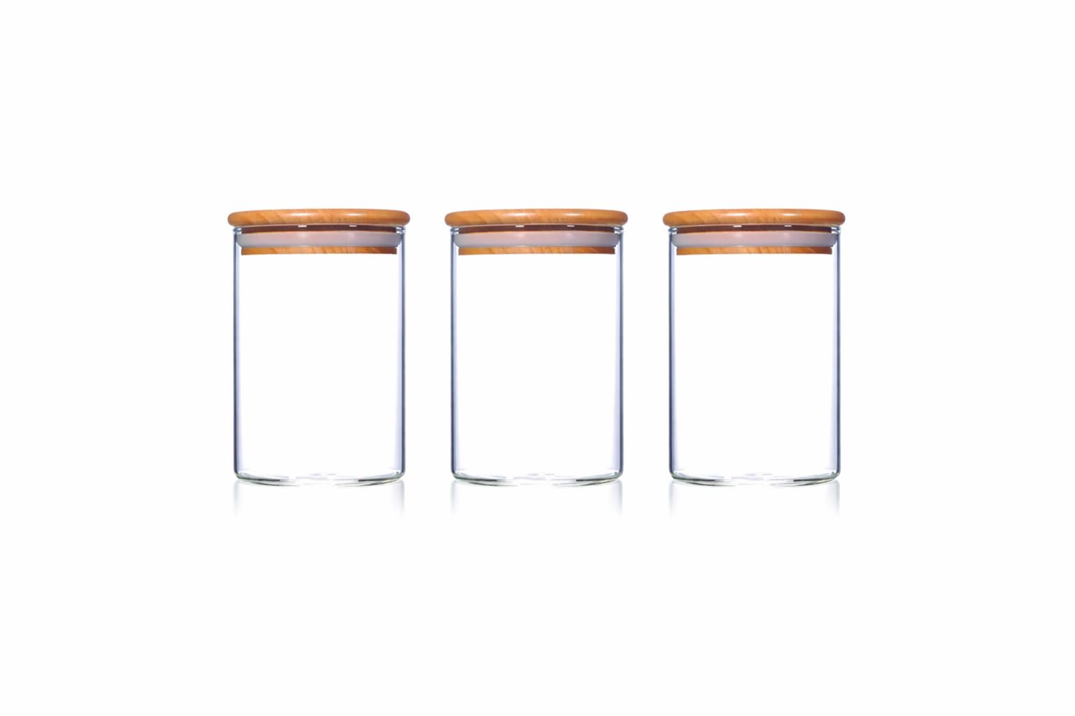 Print Maniacs Transparent Premium Glass Storage Jars With Bamboo Lids Airtight Kitchen Containers For Coffee Sugar Tea Pasta Rice Pantry Organisation Clear Glass Canisters Food Storage Jars