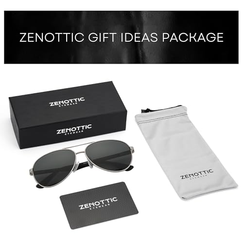 Image of ZENOTTIC Polarized Aviator Sunglasses for Men Carbon Fiber Temple Pilot Sun Glasses with Mirrored Lens UV Protection