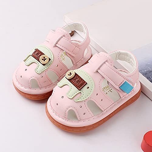Sandals for Girls Sandals Baby with Whistle Shoes Baotou Shoes Calling Infant Soft-Soled Baby Shoes (Pink, 18-24Months)2