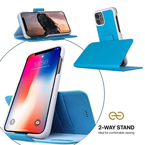 Image of dreem Fibonacci 2-in-1 Wallet Case for Apple iPhone 8 Plus & 7 Plus - Luxury Vegan Leather, Magnetic Detachable Shockproof Phone Case, RFID Card Protection, 2-Way Flip Stand - Sky