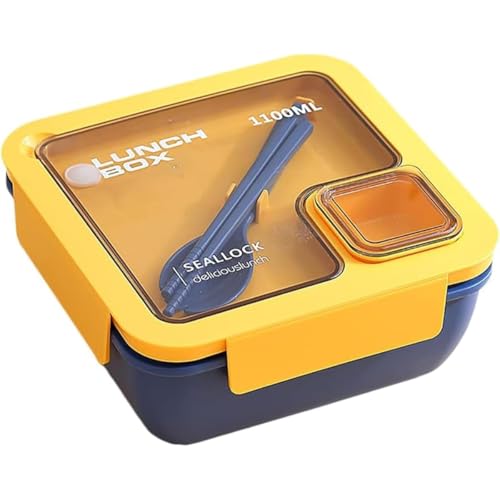 Kisigim �ٓ��� �R���p�[�g�����g�݌v �|�[�^�u�� ���ٓ��� 850ml/1100ml �����`�{�b�N�X �����W �H���Ή� �`�R��h�~ �Ⓚ�\ �y�� �ʋ� �ʊw �����e�ʂׂ�Ƃ����A�w�� �H���t�� (850ml,�u���[)