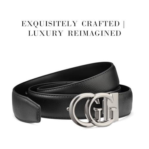 Image of Mens Microfiber Synthetic Leather Belt for Men - Adjustable Strap with Gold Buckle, Belt for Business & Casual