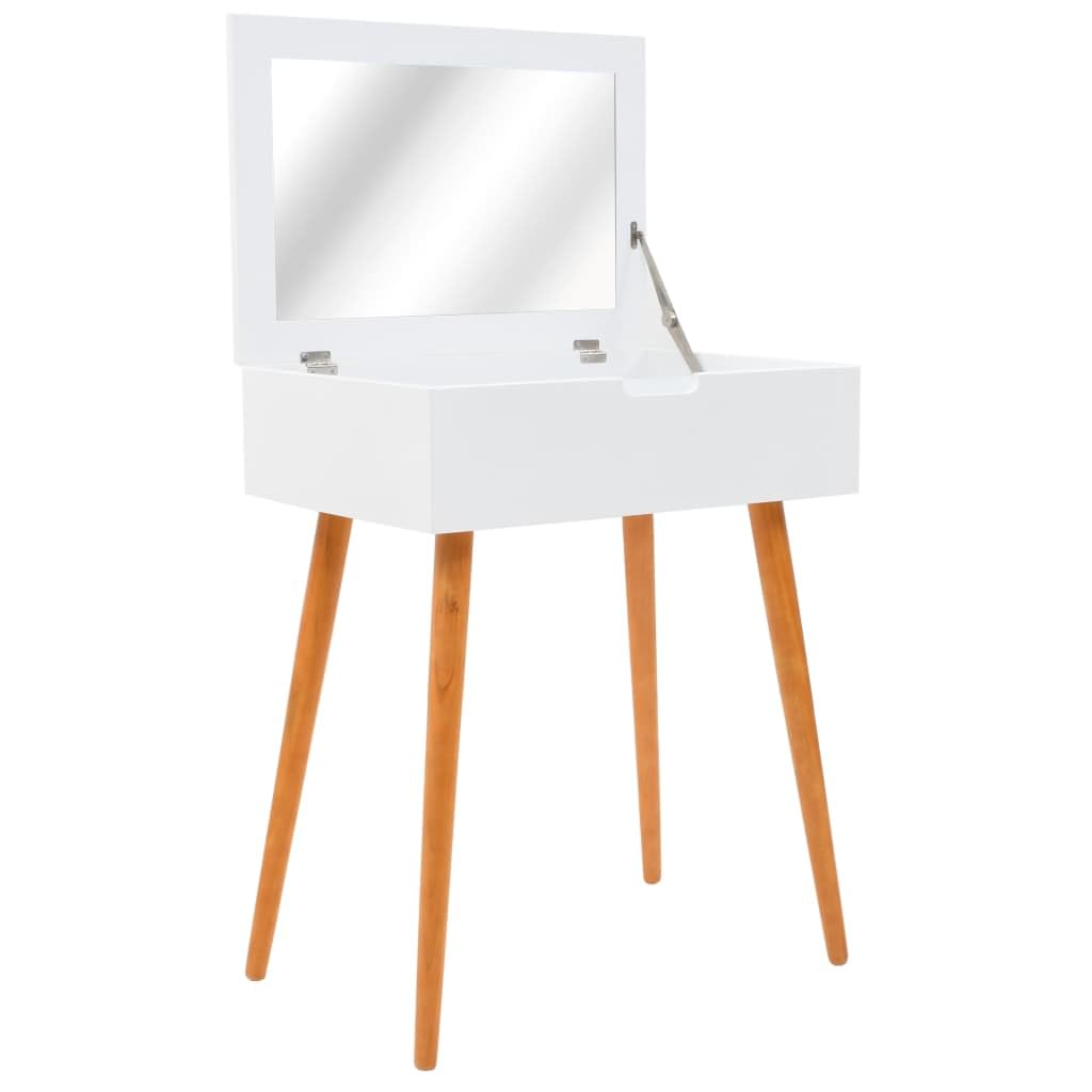 Tocador con espejo MDF 60 x 40 x 75 cm, mesa cosmética con espacio de almacenamiento y compartimento, tocador para dormitorio, vestidor y habitación de niñas, ahorra espacio y versátil