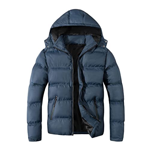 Image of MYJAJAYI Mens Puffer Jackets Insulated Winter Jacket Hood Winter Outwear Water-Resistant