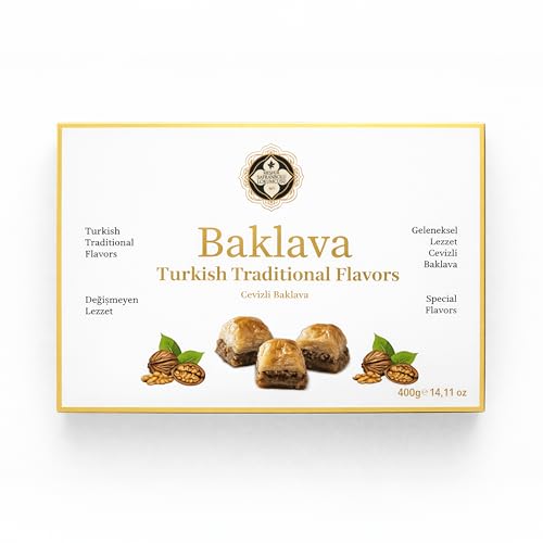 Meşhur Safranbolu Lokumcusu Turkish Walnut Baklava Pastry 14.11 oz (400g) Authentic Turkish Desserts Halal Gourmet Sweets Gift Box