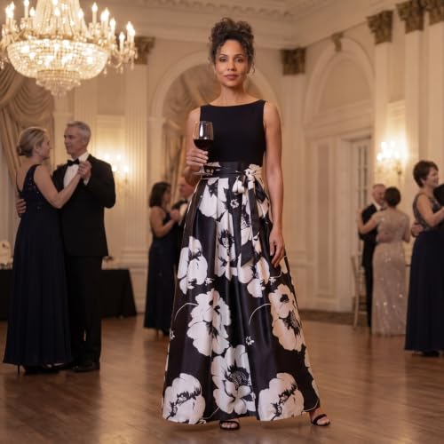 Image of S.L. Fashions Women's Sleeveless Long Satin Mother of The Bride Dress with Pockets, Formal Party Gown
