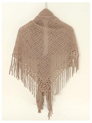 Verdusa Women's Fringe Shrug Sweaters Shawl Front Warp Cardigan Hollow Out Knitted Shawl Wraps2