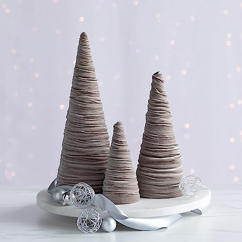 Image of Taupe Velvet Trees Set of 3, Handcrafted Elegant Holiday Entryway, Neutral Modern Decor, Minimalist Mantle Valentine's, Wedding Centerpiece (Taupe)
