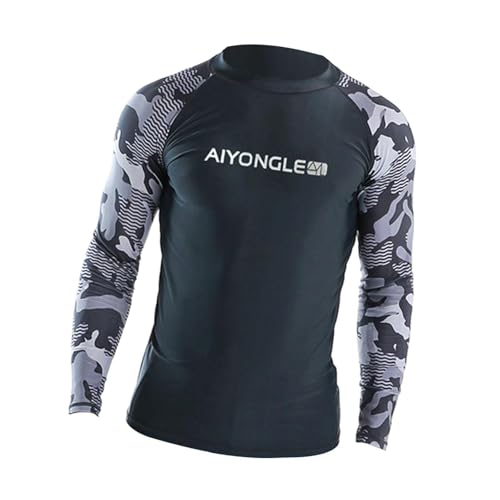 Camiseta de natación para hombre manga larga, camisa de surf, top para natación, secado rápido, poliéster suave, cómoda, protección, adecuada para surf y natación en la playa, talla M miniatura 5