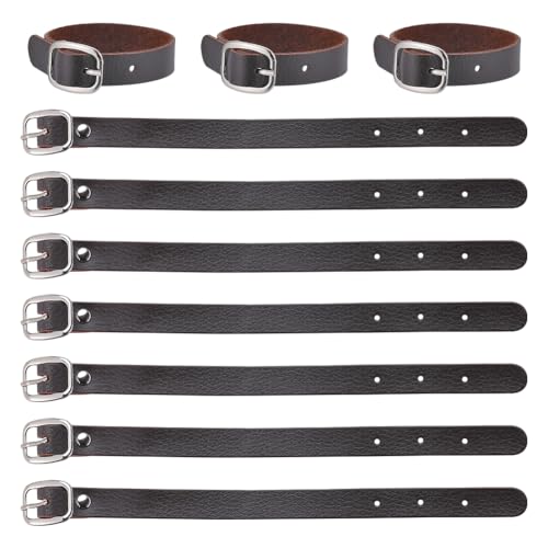 Image of GORGECRAFT 10Pcs 8 Inch Genuine Leather Luggage Tag Straps Adjustable Label Replacement Loop Belts Stirrup Strap with Buckle for Suitcase Backpacks ID Card Pass Holder Travel Hanging Accessories Brown