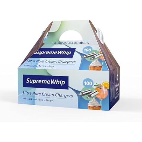 SupremeWhip Whipped Cream Chargers 600 packs (100 cartridges x 6 boxes), 8.2 grams Pure Culinary Gas Whipped Cream Canister Whipper Chargers - Compatible with Standard Whipped Cream Dispenser Cover