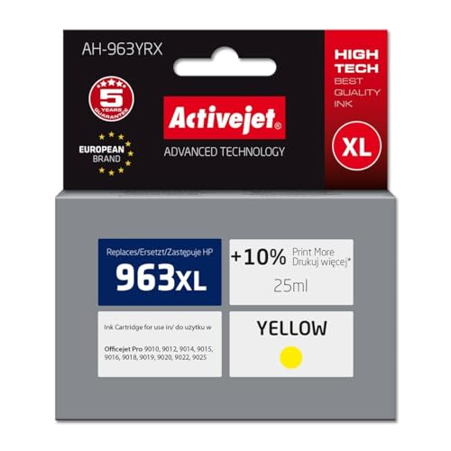 activejet AH-963YRX Encre pour imprimante HP 963XL 3JA29AE ; Premium ; 1760 Pages ; Jaune