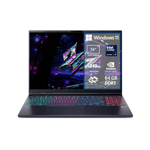 acer Predator Helios Neo 16S AI PHN16S-71-949Q Notebook Gaming, NVIDIA GeForce RTX 5070 Ti 12GB GDDR7, Intel Core Ultra 9 275HX, RAM 64 GB DDR5, 2 TB SSD, Display 16' OLED 240 Hz DDS, Windows 11 Home