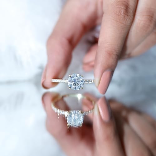 Certified Moissanite 9 mm Round Engagement Ring for Women, D-Vs1 Quality, Moissanite Diamond 3 Carat Ring (Ideal For Gift)4
