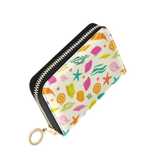 Women's Summer Ocean Credit Card Holder Wallet Leather Zipper Card Case for Ladies Girls 20301126