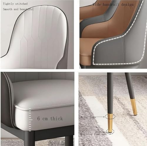 Image of Dream Furnishing - Set of 4 Dinning Chairs Elegant & Luxury Looks Strong Metal Frame Legs for Home Cafe Office Hotel (Dark Grey-Light Grey Set of 4)