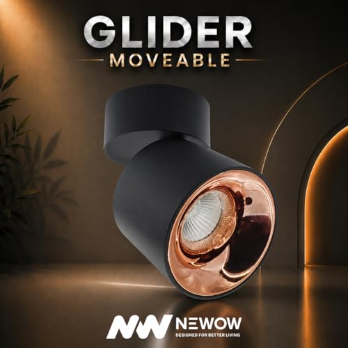 Image of NW 7W Glider SF Moveable Black with Rose Gold Aluminium 360 Degree Adjustable Cylindrical Shape LED Surface Light | COB Light | Wall Light | Spot Light | Light Color- White (Pack of 4)