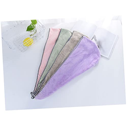 POPETPOP 6 Peças Turbante Absorvente De Lã Coral Toalha De Cabelo Turbante De Cabelo Envoltório De C