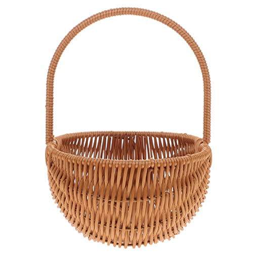 Unomor Rectangular Woven Easter Basket Mini Storage Holder with Handle for Boys and Girls Candy and Gathering for Home Party Decoration