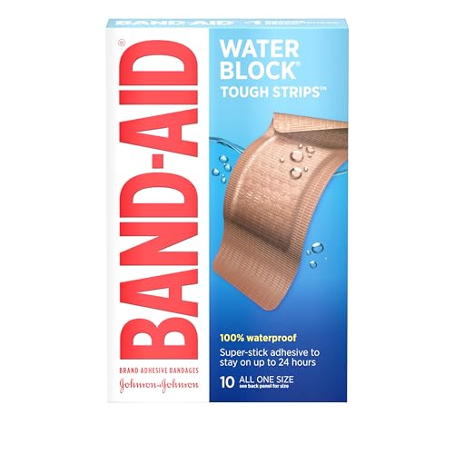 Band-Aid Brand Water Block Tough Strips Adhesive Bandages for First Aid Wound Care, Durable Waterproof Bandages to Protect Minor Cuts, Scrapes & Burns, Sterile, Extra Large, 2 Pack