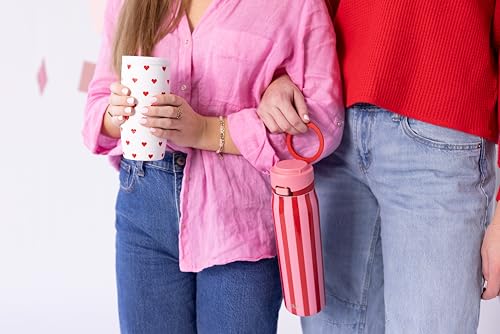 Image of Simple Modern Travel Coffee Mug Tumbler with 360 Lid | Ceramic-Lined Insulated Stainless Steel Cold Brew Iced Coffee Cup | Gift for Women Men Her Him | Voyager Signature | 16oz | Crimson Hearts