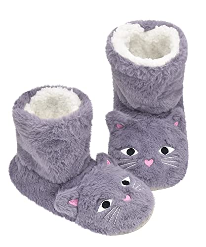 DICUIRD Slipper Socks for Women, Cozy Cute Animal House Indoor Socks with Soft Soles,Warm Fuzzy Sherpa Lined Booties Slippers with Non Slip Bottom,Womens Winter Christmas Gifts