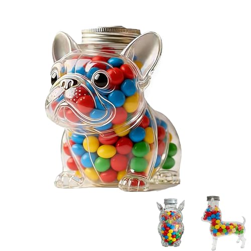 Carini animali dolci, caramelle in vetro ermetico, a forma di animali, con coperchio, resistente all'umidità, riutilizzabili, per utensili da cucina (Bulldog francese)