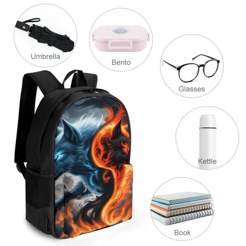 Supdreamc Men Women Lightweight Ice And Fire Yin Yang Wolf Art Backpack Large Capacity Carry On Bag With Padded Straps for Sports Work Walking Cycling4