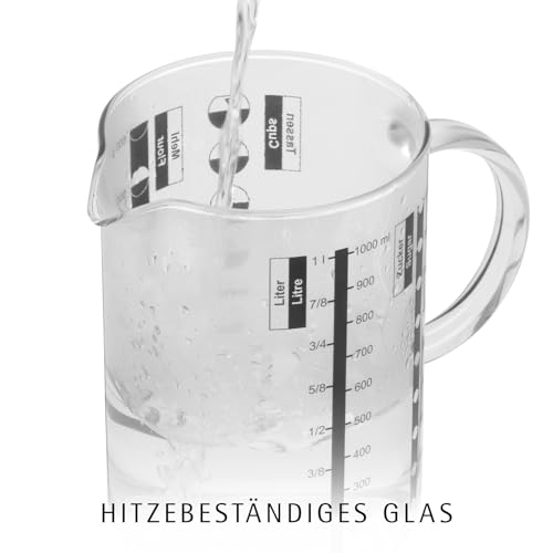 Foto von WMF Gourmet Messbecher 1 l – hitzebeständiger Glas-Messbecher mit präziser Skalierung, spülmaschinen- & mikrowellengeeignet, robuster Maßbecher aus Glas zum Kochen, Backen & genauen Abmessen