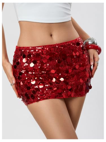 Image of Floerns Women's Sequin Low Waist Mini Skorts Night Out Skirt Shorts